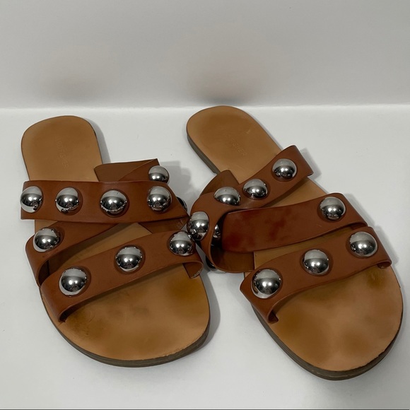 Marc Fisher Bryte2 Leather Open Toe Slide Sandals - Picture 3 of 9